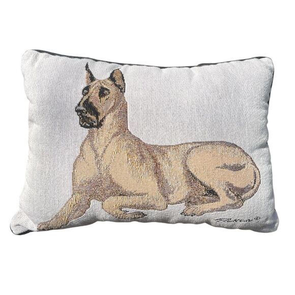 Great Dane Dog Throw Pillow Linda Picken Tapestry Needle Point Style 16x12 - Picture 1 of 4